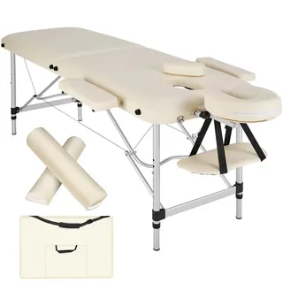 Tectake Massageliege, Beige, Metall, 95x89x210 cm, Freizeit, Wellness, Körperpflege, Wohlfühlprodukte