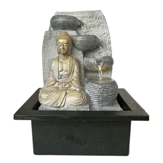 Dehner Polyresin-Zimmerbrunnen Steine Grau|Gold
