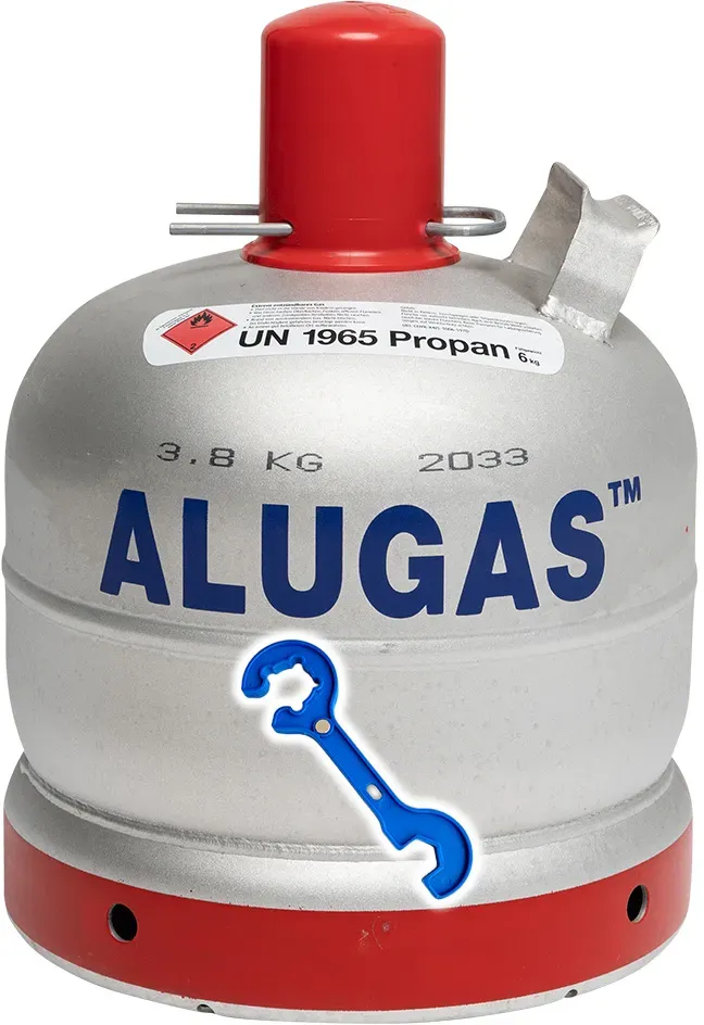 Propangas Camping Alugas-Flasche 6kg leer  inkl. Gasflaschen-/Gasregler-Schlüsse...