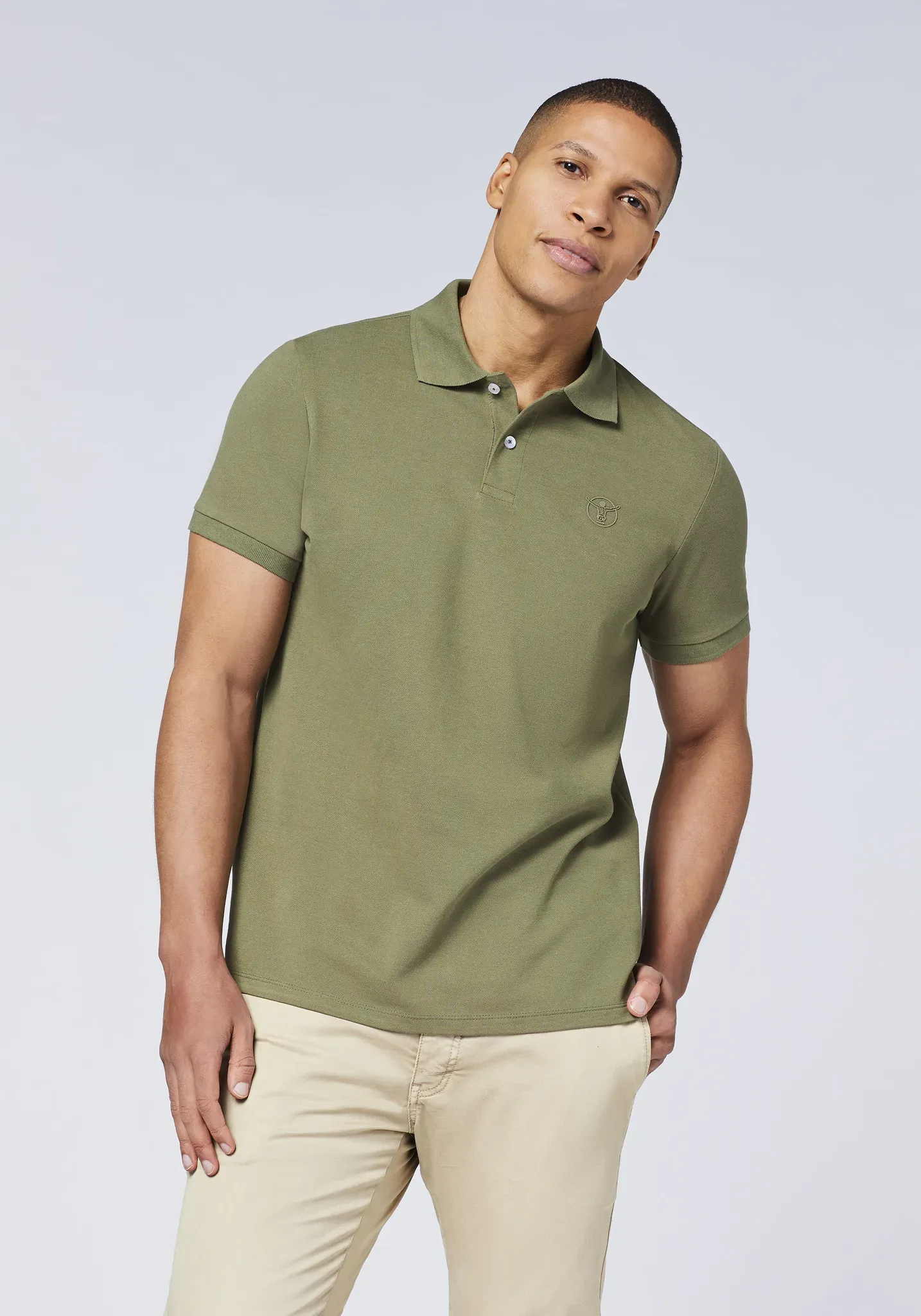Poloshirt CHIEMSEE, Herren, Gr. XL (56/58), dusty olive, 100% Baumwolle, unifarben, regular fit, ohne Ausschnitt, gerader Abschluss, Shirts, - ideal für Sport & Freizeit