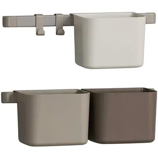 Leander Organisationselemente 3 Stück Boxen, 2 kurze Schienen, 2 Haken, Farbe cappuccino
