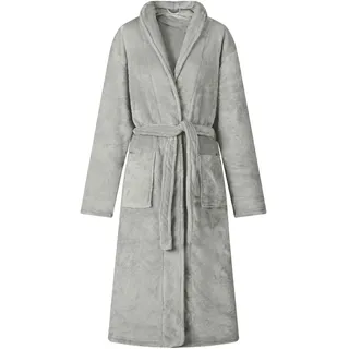 vidaXL Bademantel ohne Kapuze Grau XXXL Flanell