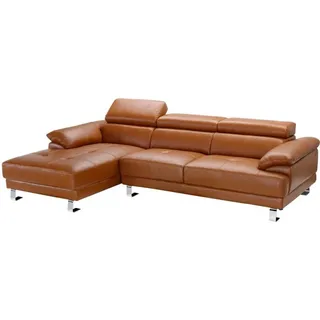 vente-unique Ecksofa - Premium-Leder - Ecke Links - Karamell - EXCELSIORA
