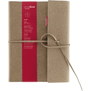 transotype senseBook FLAP, Notizbuch mit Refill in Größe L, 20,5 x 28,5 cm, kariert, mit Einband aus Lederfaserstoff