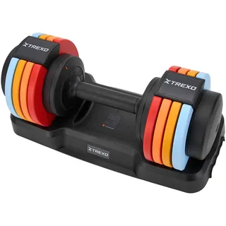 TREXO MULTICOLOR Verstellbare Kurzhanteln 1x24,5 kg Kurzhanteln aus Stahl mit rutschfestem Griff Ideal für das Krafttraining zu Hause und im Fitnessstudio Verstellbare Hanteln mit stabilem
