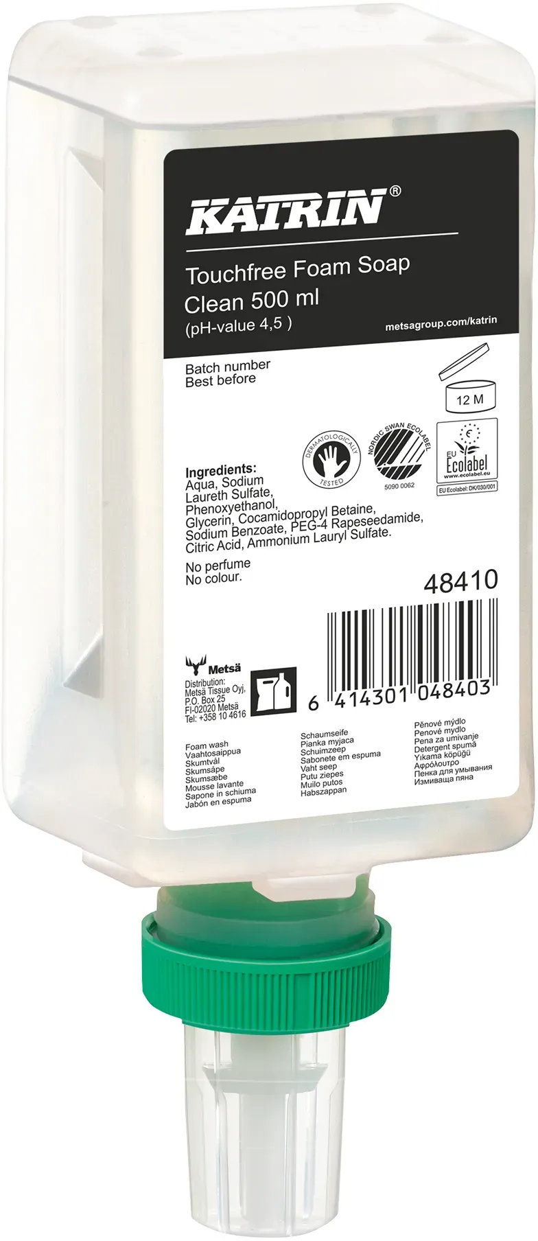 Katrin 48410 Touchfree Schaumseife Clean 12 x 500 ml 12 x 500 ml