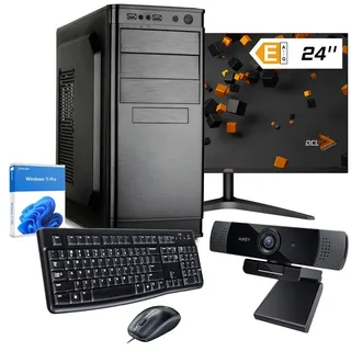 dcl24.de dcl24 Office PC Set komplett Ryzen 5 4600G, Radeon Grafik - 500GB SSD, 16GB DDR4, 6x4.2 GHz, WLAN, 24" Monitor, Maus, Tastatur, Headset, Windows 11 Pro