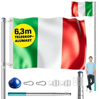 monzana Fahnenmast Alu 630cm inkl Italien-Flagge