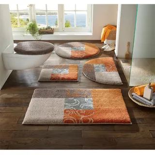 Badematte GRUND Gr. 9, orange (natur, terra), WC-Vorleger (mit Ausschnitt 45cm x 50cm) WC-Deckelbezug (47cm x 50cm),, Badematten