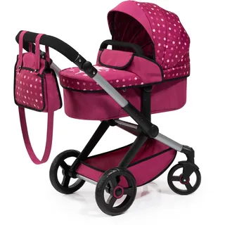 Bayer Design 17067AA Puppenwagen Xeo mit Tasche, höhenverstellbarer Griff, Schwenkschieber, wandelbar als Puppenjogger, bewegliche Vorderräder, integrierter Korb, Bordeaux Fee
