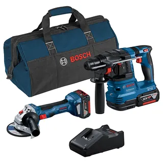 Bosch Professional Combi-Kit GWS 18V-7 + GBH 18V-22 mit Akkus, Ladegerät, Tasche