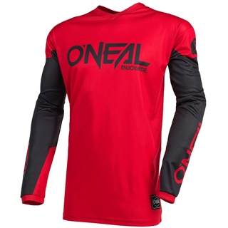 O'Neal Element Threat Jersey | rot-schwarz | Enduro MX | Atmungsaktives Material, gepolsterter Ellenbogenschutz, Passform für maximale Bewegungsfreiheit |