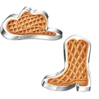 2stk Ausstechform Cowboy, Edelstahl Cowboystiefel- und Westernhut-Formen Plätzchenform Spülmaschinenfest Backwerkzeuge zur Herstellung von Gebäck Scones Teig und Fondant