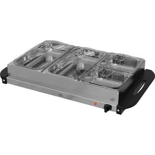 2-in-1 Buffetwärmer 6,8L Warmhalteplatte 300 Watt Edelstahl Speisewärmer Silber