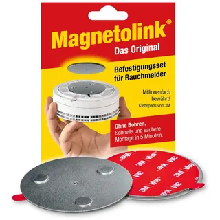 MAGNETOLINK Magnetolink, Magnetbefestigungsset für Rauchmelder, Werkzeugfreie Montage mit 3M-Klebepads, Magnethalterung zur sicheren Befestigung ohne Bohren für alle Rauchwarnmelder ab Ø 70 mm