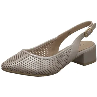 CAPRICE Slingpumps aus Leder mit Blockabsatz, Beige 41 EU - 41 EU