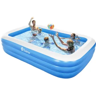 Duerer Aufblasbarer Pool Rechteckig, 305cm x 182cm x 56cm, Planschbecken groß für Kinder und Erwachsene Sommer Party, Aufblasbare Schwimmbecken, Familien Swimming Pool für Garten, Outdoor, Easy Set