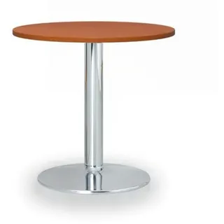 Runder Konferenztisch ZEUS II, Durchmesser 60 cm, verchromtes Metallgestell, Kirschbaum