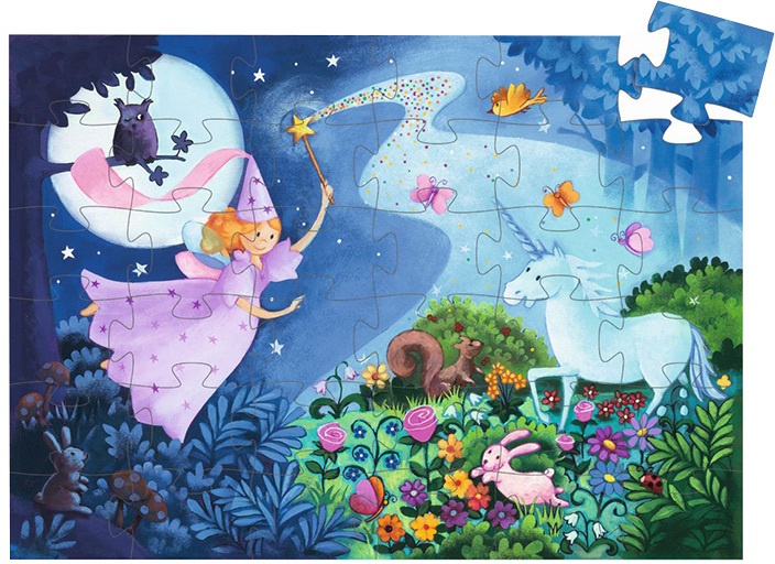 Djeco - Puzzle THE FAIRY AND THE UNICORN 36-teilig in bunt