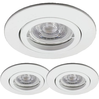 LED Einbaustrahler 3er Set | Einbauleuchten 230V weiß 68mm Lochbohrung | Decken-Strahler inkl. 3 W LED (PA-WW) Leuchtmittel | Deckenspot mit GU10 Fassung | Deckenleuchte schwenkbar [Energieklasse G]