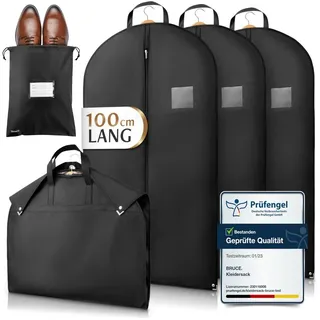 Bruce. Bruce.® 3x Kleidersack Kurz 100x60cm inkl. 1x Schuhbeutel – Atmungsaktive Kleiderhülle für Anzug, Jacke & Hemd – 120 GSM Materialstärke – Anzugtasche für Reisen & Aufbewahrung