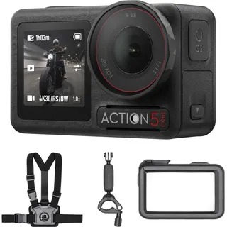 DJI Osmo Action 5 Pro Motorrad/Mountainbike Combo, Action-Cam 4K für Radfahrer, 1/1,3"-Sensor, 155o Sichtfeld, 4 Std. Akku, Sportdatenaufzeichnung, Brustgurthalterung für First-Person-View