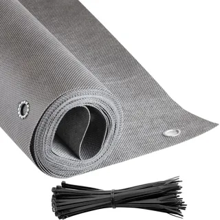 COVER IT Balkon Sichtschutz nach Maß 85 cm – Balkonsichtschutz Meterware wetterfest mit Ösen für Balkon, Terrasse & Geländer, Grau