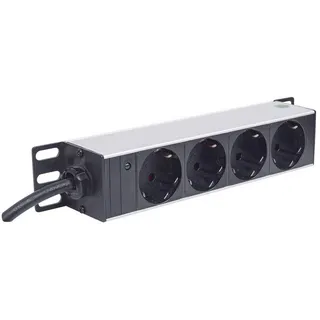 Intellinet Network Solutions Intellinet 714020 10 Zoll Netzwerkschrank-Steckdosenleiste inkl. 2 Metallhalterungen für 10" Schränke Aluminium, Schwarz