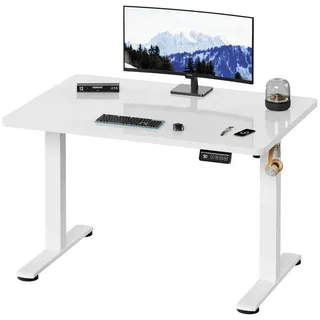 HOMALL Schreibtisch Höhenverstellbar elektrischer Memory-Funktion 100/120/140/160/180cm (Zweistufige Höhenverstellung Ergonomischer Kopfhörerhaken und Kabelhalterung) weiß 100 cm x 60 cm