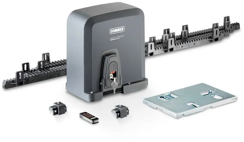 Sommer STArter S3+ Schiebetorantrieb Komplettset, inkl. Handsender Pearl, 4m Kunststoff-Zahnstangen
