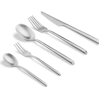Springlane Besteck Set 40-tlg. Edelstahl matt, Robustes Besteckset für 8 Personen aus rostfreiem 18/10 Edelstahl, Essbesteck mit Messer, Gabel, Es... - Silber