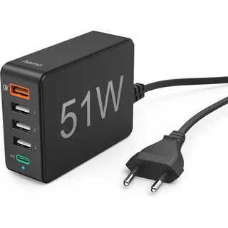 Hama Schnellladegerät 5 Ports, 51W, Black