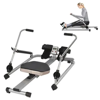 HUOMMGS Rudergerät für Zuhause 15–55KG Einstellbarer Widerstand Rudergeräte Hydraulisches Fitness Rudergerät Bis 120KG Heimrudergerät Professionell Trainingsgeräte mit 360° Voll Bewegliche Arme