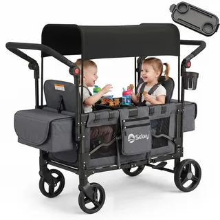 Sekey Bollerwagen Faltbar Zwillingsmodus schwarz