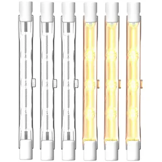 KINGYEENUO 6 Pack R7s Halogen Glühbirnen 118mm, 400W 3750LM R7s Linear Halogen Glühbirne dimmbar, 2700K Warm Weiß J118 Sicherheit Glühbirnen Lampe für Flutsleuchte im Freien