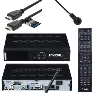 Protek X2 4K UHD Combo Receiver - E2 Linux - 1x DVB-S2 + 1x DVB-C/T2 Tuner - WiFi, Infrarot Empfänger, USB 2.0 & 3.0, HDTV, 2160p, H.265, HDR + Anadol HDMI Kabel [Astra & Hotbird vorprogrammiert]