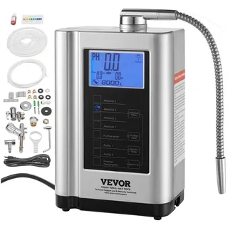 Vevor Alkaline Säurewasser Maschine, 3,5-10,5 pH, 7 Modi Startseite Alkaline Wasser Filter, +500–550 mV Wasser-Ionisator Wasserfiltermaschine, 8000 L Wasser-Filter Reinigungsmaschine Haushalt Silber