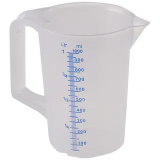 Paderno Schneider Messbecher mit Blauer Skala und ml-Einteilung, Inhalt: 1,00 Liter