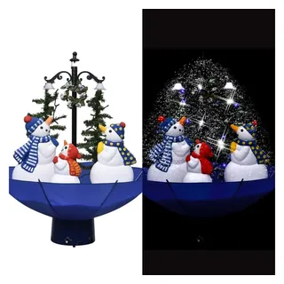 vidaXL Weihnachtsbaum mit Schnee und Schirm-Fuß Blau 75 cm PVC