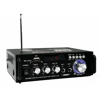 600W Mini Verstärker Digital Endverstärker Bluetooth Stereo Home Car Audio Verstärker USB SD FM MIC HiFi Digital-Verstärker 12V/ 220V Mini 2CH 2-Kanal I Mini Endstufe LCD Display (600 W)