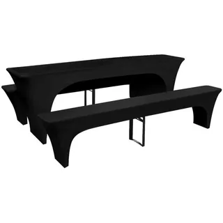 vidaXL 3 Schonbezüge für Biertisch und Bänke Stretch Schwarz 220 x 70 x 80 cm