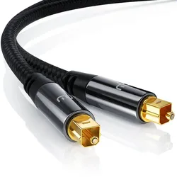 Primewire Optisches-Kabel, S/PDIF, Toslink, Lichtwellenleiter mit Metallstecker & Nylonmantel, Audiokabel - 5m