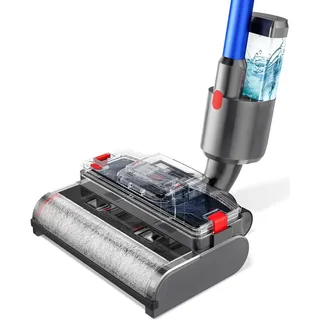 2-IN-1 Bürste Wischaufsatz kompatibel für Dyson V7/V8/V10/V11/V15 Staubsauger, Elektrischer Bodenwischer mit Sauberem und Schmutzigem Wassertank, Gleichzeitig Saugen und Wischen, Bürstenrolle