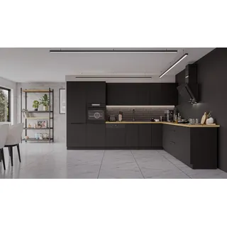 Küchen-Preisbombe Winkelküche Siena L-Form 350 x 290 cm schwarz matt