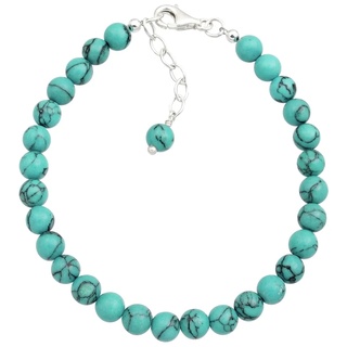 Elli Türkiser Howlit Kugel Boho 925 Sterling Silber 20 Damen