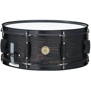 Tama Woodworks Snaredrum 14x5,5 Zoll - folierter Kessel in Black Oak Wrap mit schwarzer Kesselhardware (WP1455BK-BOW)