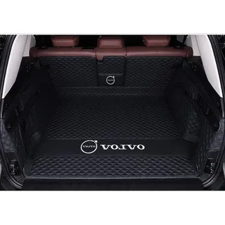 YPXHCZYJ Auto Leder Kofferraummatte für Volvo XC60 Recharge 2018-2023 2024 Kofferraum Schutzmatte rutschfest Wasserdicht Kofferraumwanne Interieur ZubehöR,Full Surround-Black Style