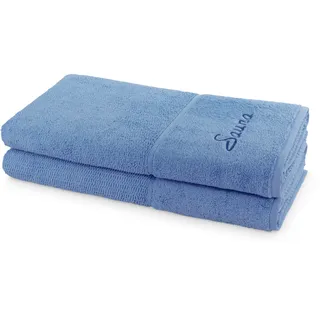 Frottana Sauna Set Pearl 2-TLG Handtücher - 2X 80x200 cm, 100% Baumwolle, Cornflower