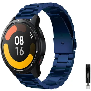 KeeFos 22mm Armband für Huawei Watch GT Runner 2/GT6 Pro 46mm/GT6 46mm/GT5 Pro/GT5/GT4/GT3(46 mm), Edelstahl Metall Ersatzband für Huawei Watch 5/4Pro/4/3Pro/3(46 mm) - Blau