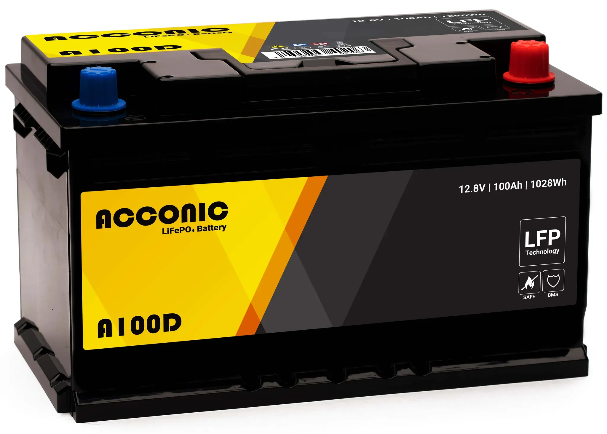 Acconic A100D LiFePO4 12V Lithium Versorgungsbatterie 100Ah DIN (Umsatzsteuerbef...